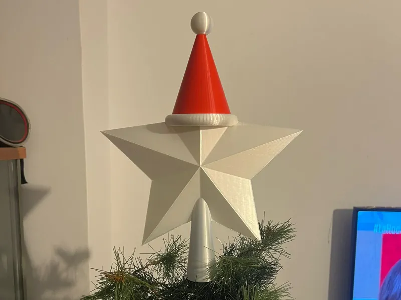 estrella para arbol de navidad con gorro 