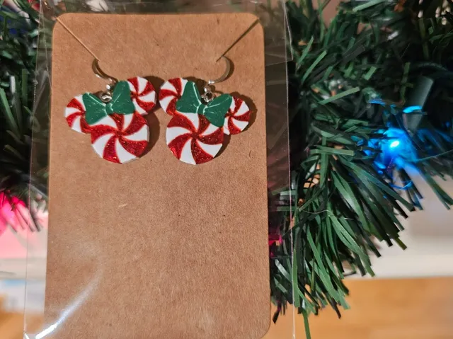 Disney Christmas Peppermint Minnie Earrings