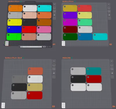 Pla Filament Sample Chart Filament Sample Swatches Sunlu Redline PLA PLA+ - Free 3D Print Model ...