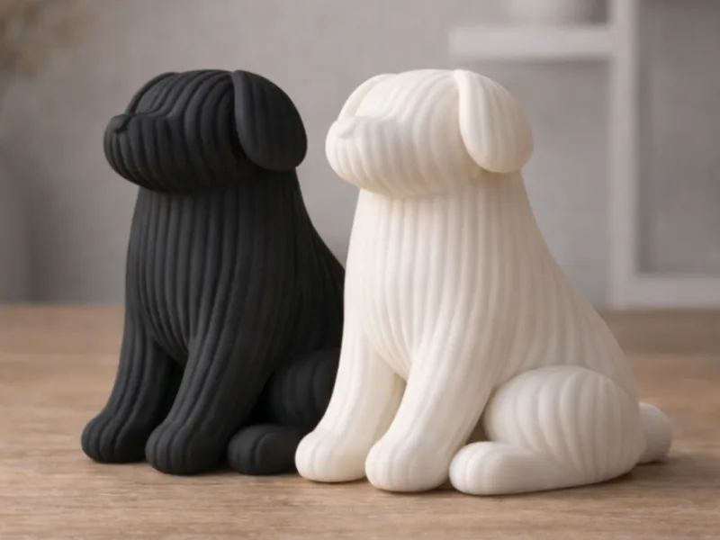 Japandi Ribbed Dog – Minimalist Home Decor