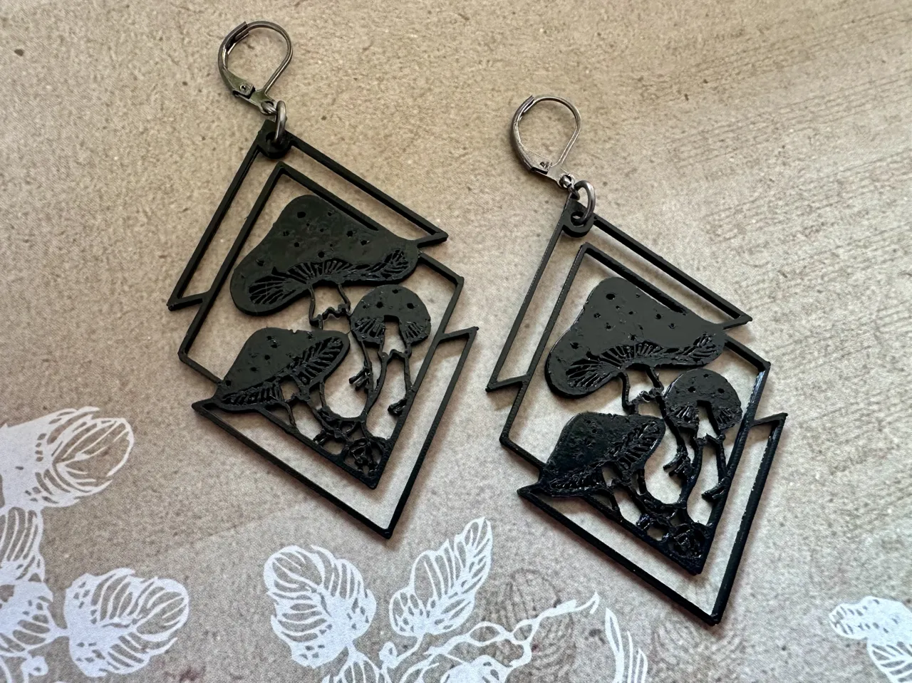 Geometric Mushroom Earrings - Free Commercial Lic. view 2
