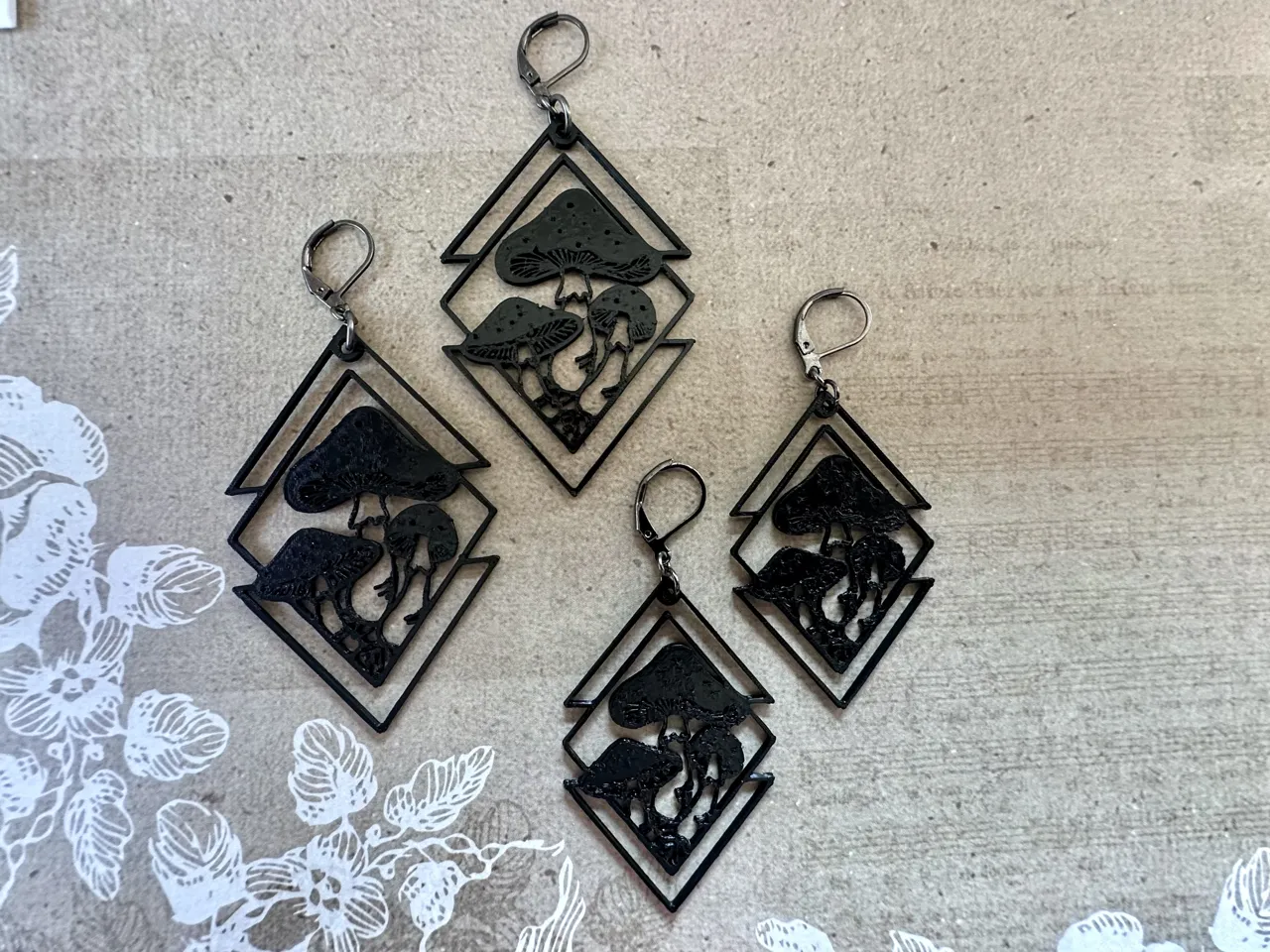 Geometric Mushroom Earrings - Free Commercial Lic. view 3