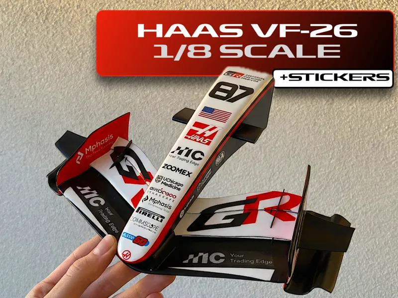 HAAS F1 VF-26 2026 FRONT WING 1/8 SCALE + STICKERS
