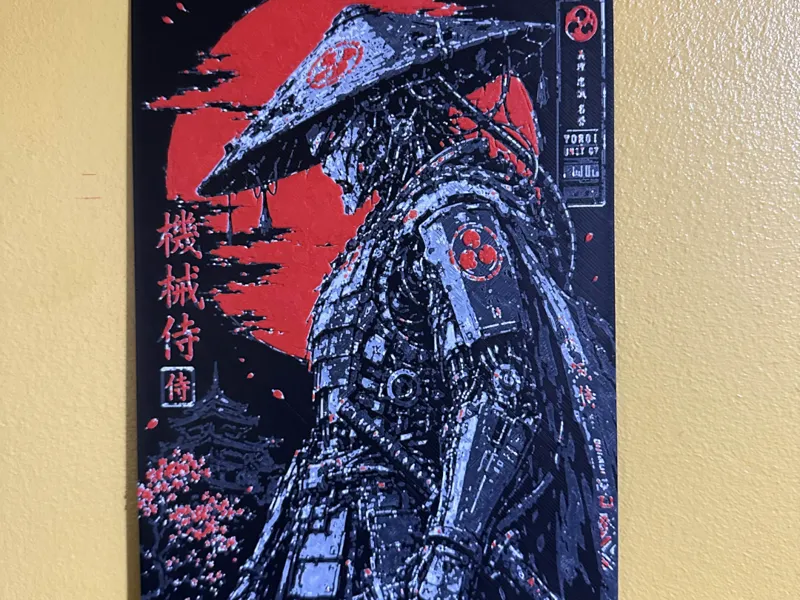 Cyber Samurai hueforge (wall art) 4 colours