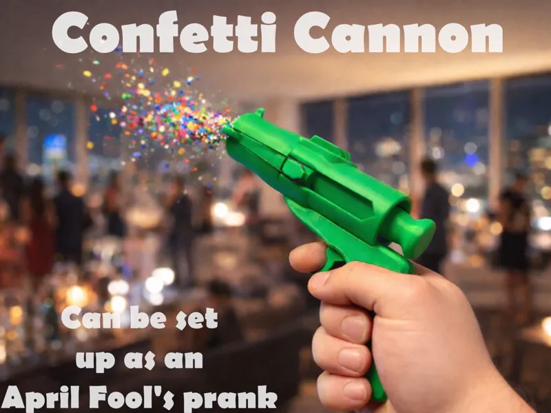Confetti party pistol with cord activated trigger