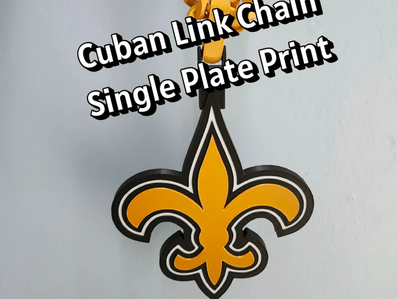 Saints BIG pendant on Cuban link chain