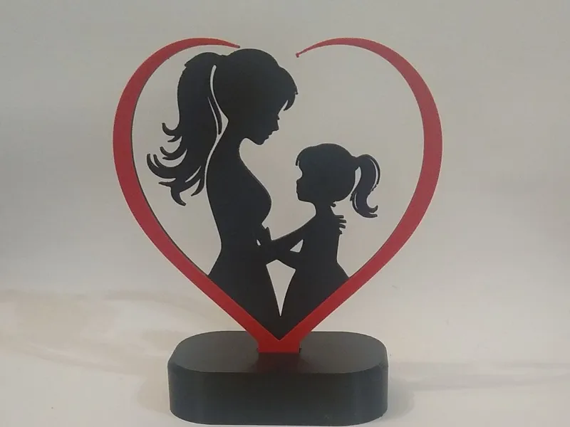 Mother & Daughter Silhouette Heart Día de la Madre