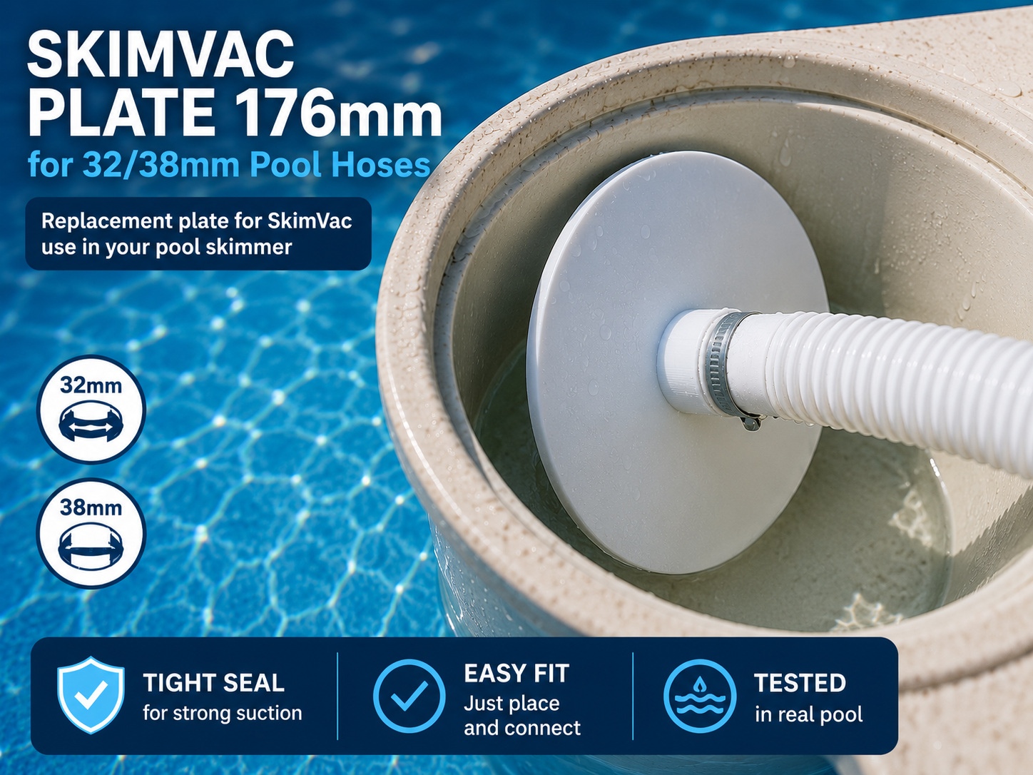 176mm SkimVac Plate for 32/38mm Pool Hoses