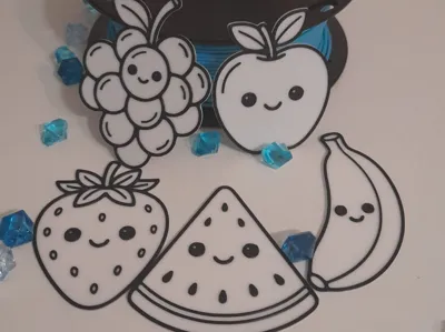 Kids Painting Kit. Cute Little Fruits. Easy print