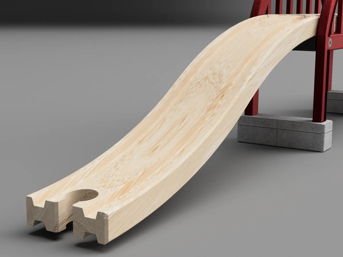 Rail montée-descente pour circuit en bois
