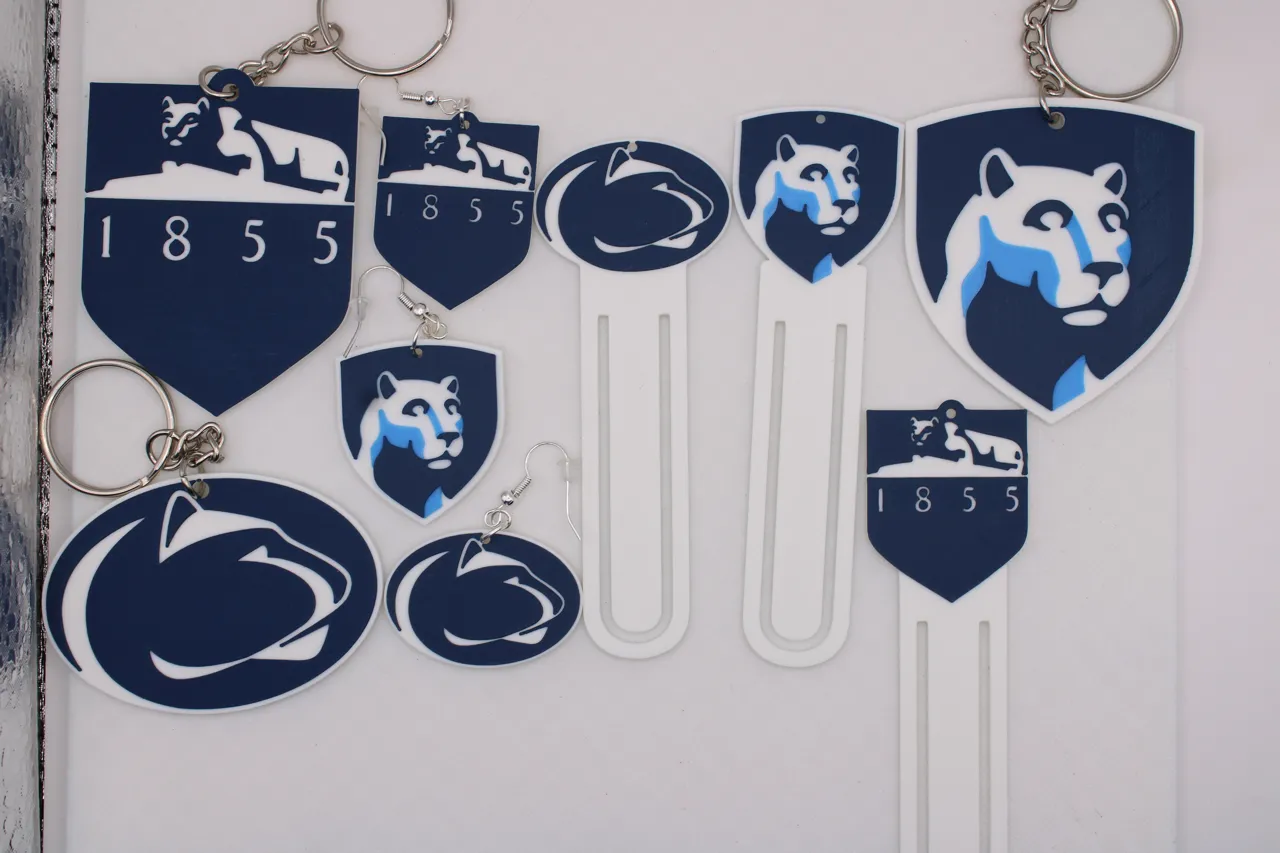 Penn State Earrings, keychains and bookmarks view 2