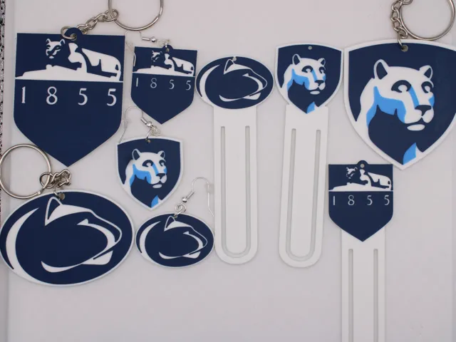 Penn State Earrings, keychains and bookmarks