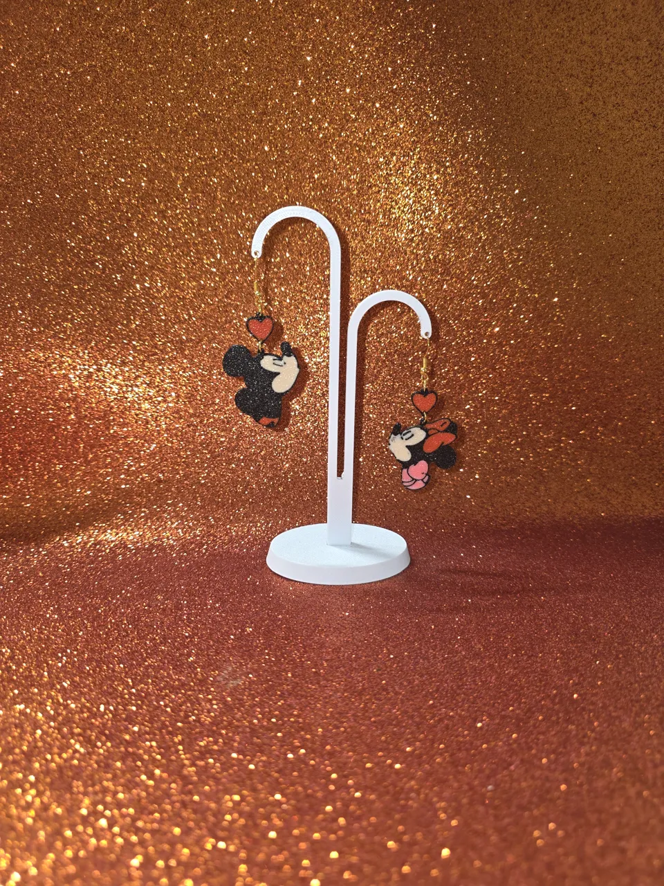 Mickey & Minnie Mouse in love earrings view 3
