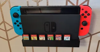 Wallmounted holder for the Nintendo switch Dock (classic) with space for 7 games