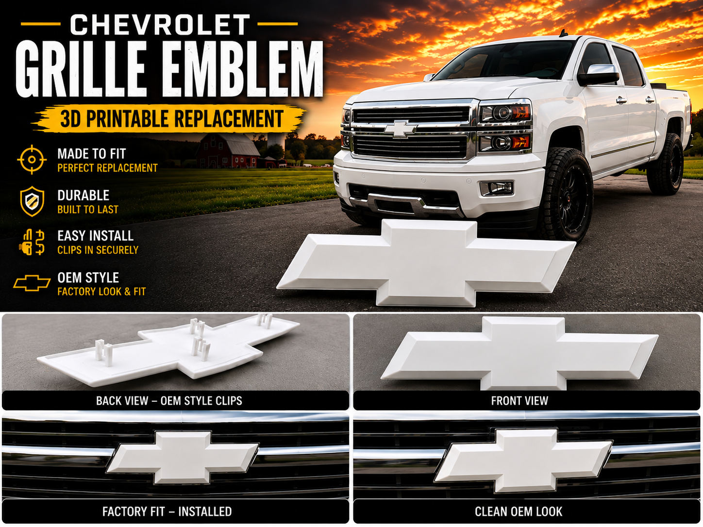 Chevy Front Grille Emblem - 1