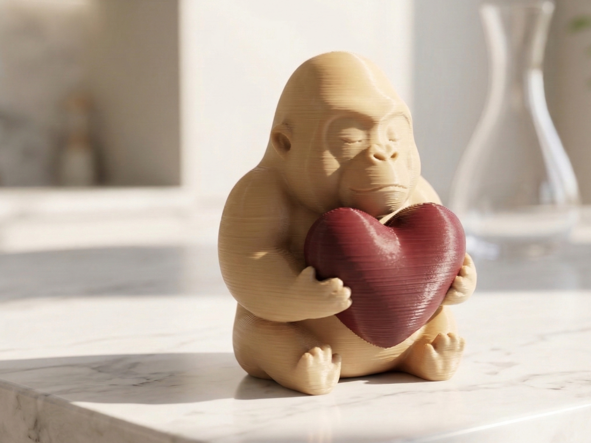Loving Baby Gorilla Holding Heart - Romantic Gift