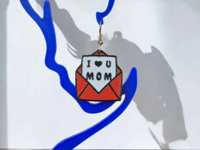 I Love You Mom Envelope Earring