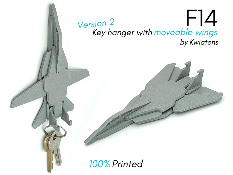 F14 Tomcat Key hanger V2 - Moveable wings!