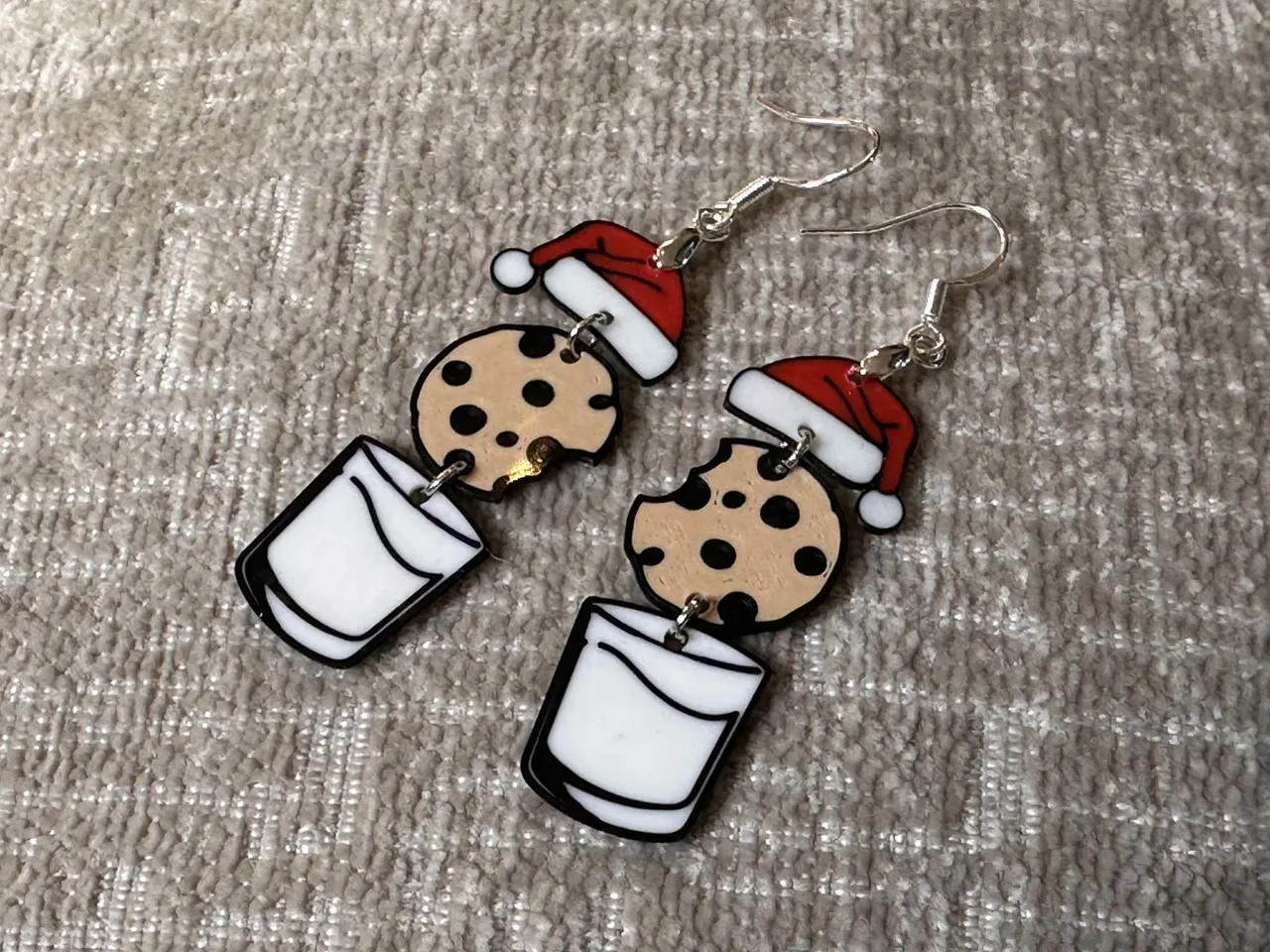 Santa Milk and Cookies Christmas Earrings view 3