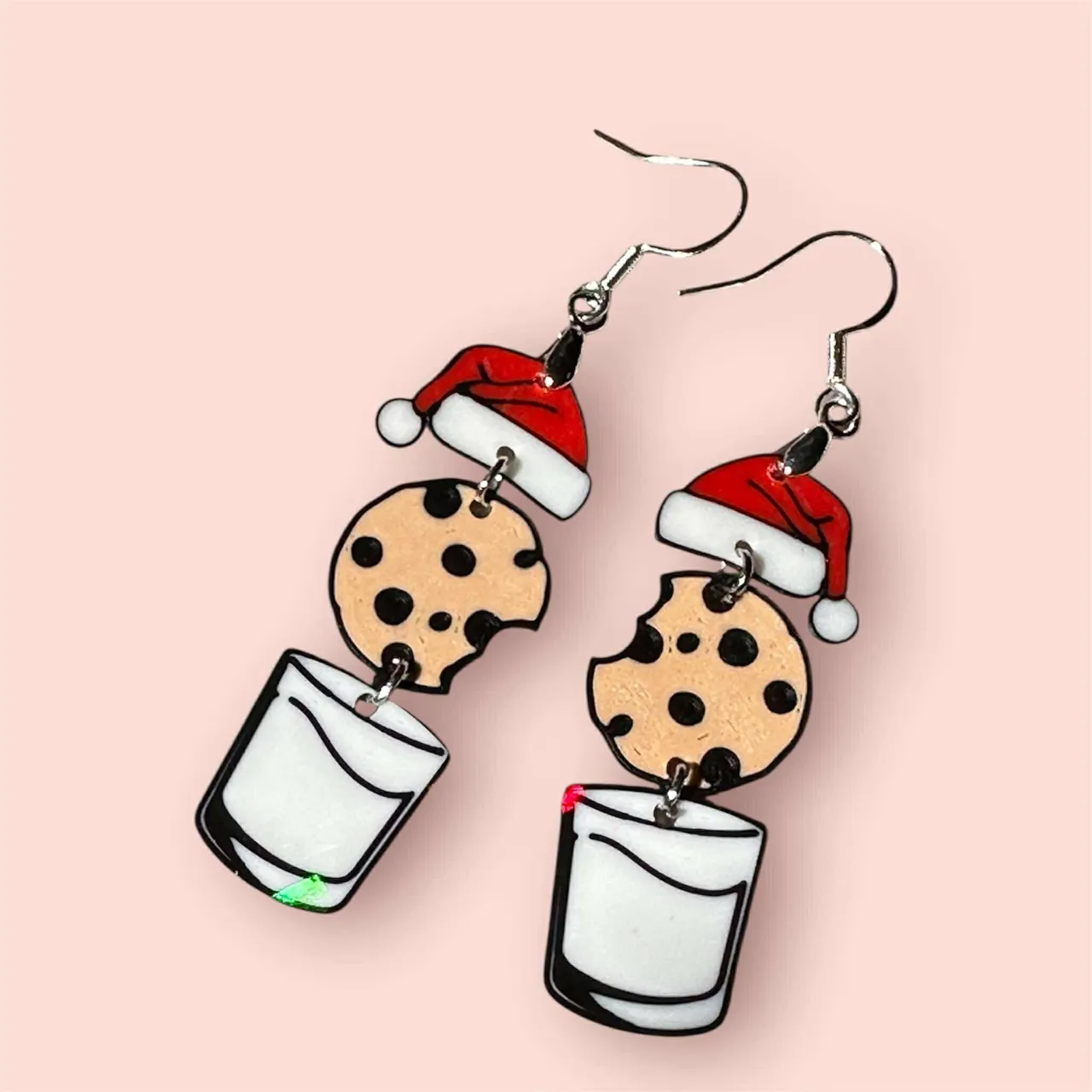 Santa Milk and Cookies Christmas Earrings view 2