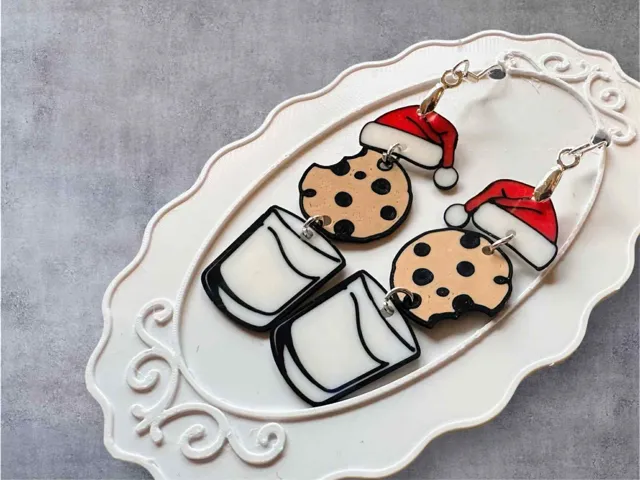 Santa Milk and Cookies Christmas Earrings