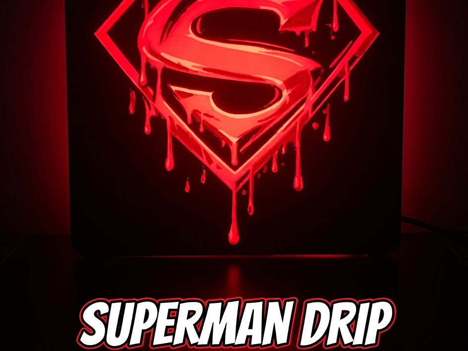 Superman Drip Logo LED Lightbox – Wall Mount Decor