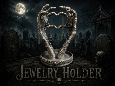 Zombie Hand Ring & Necklace Stand