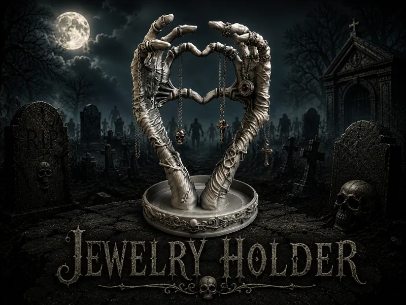 Zombie Hand Ring & Necklace Stand