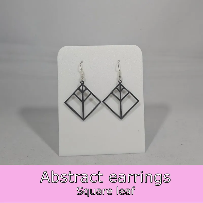 Abstract earrings - square leaf view 2
