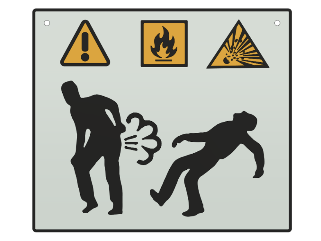 Vorsicht Furz-Gefahr! Warnschild