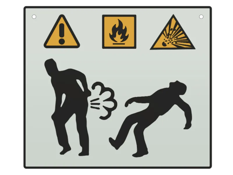 Vorsicht Furz-Gefahr! Warnschild