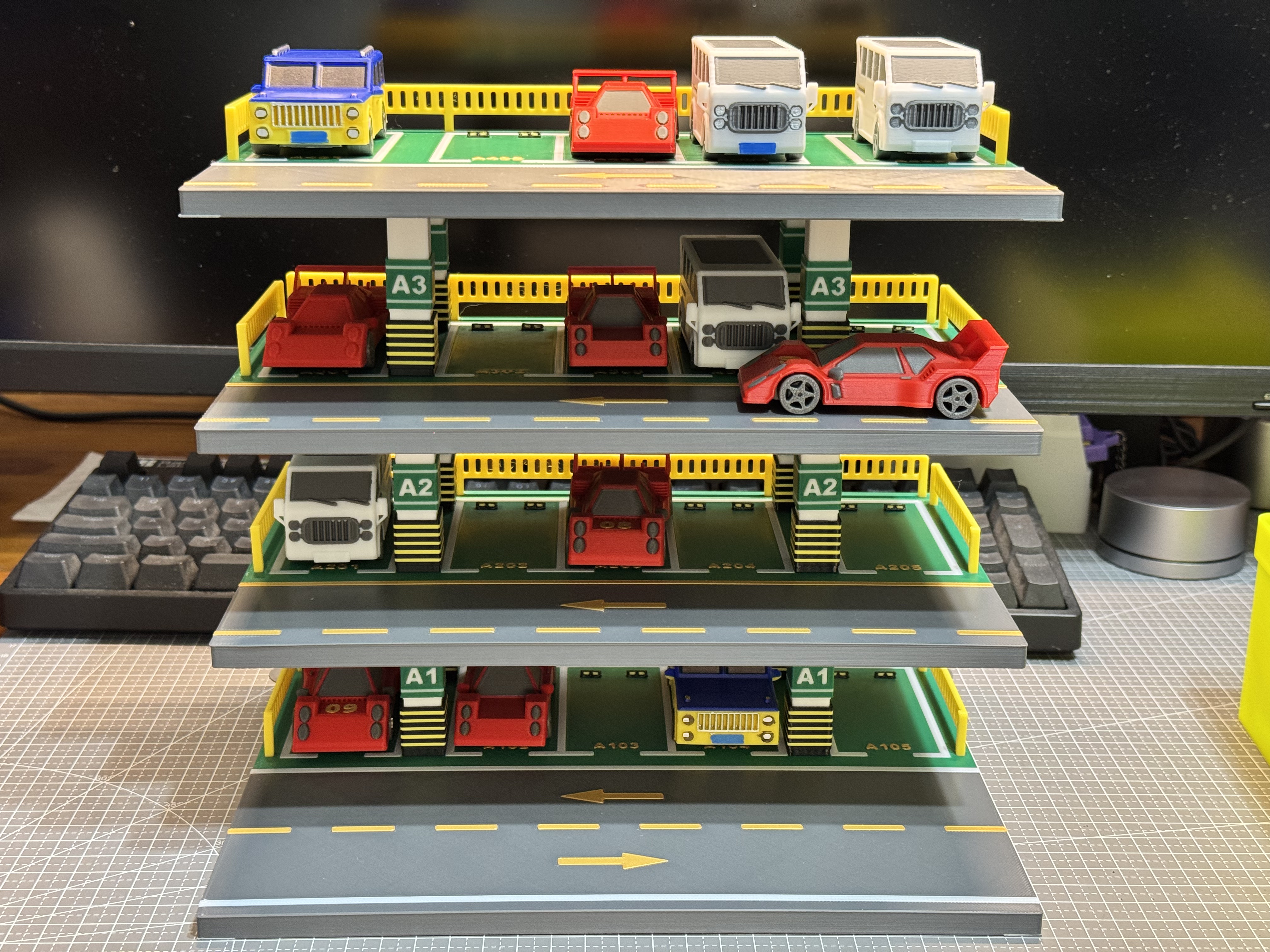 Garage De Parking Jouet Avec Rampes Et Ascenseur - Jeu Interactif Pour Petites Voitures - Dimensions 25x45 Cm - 9