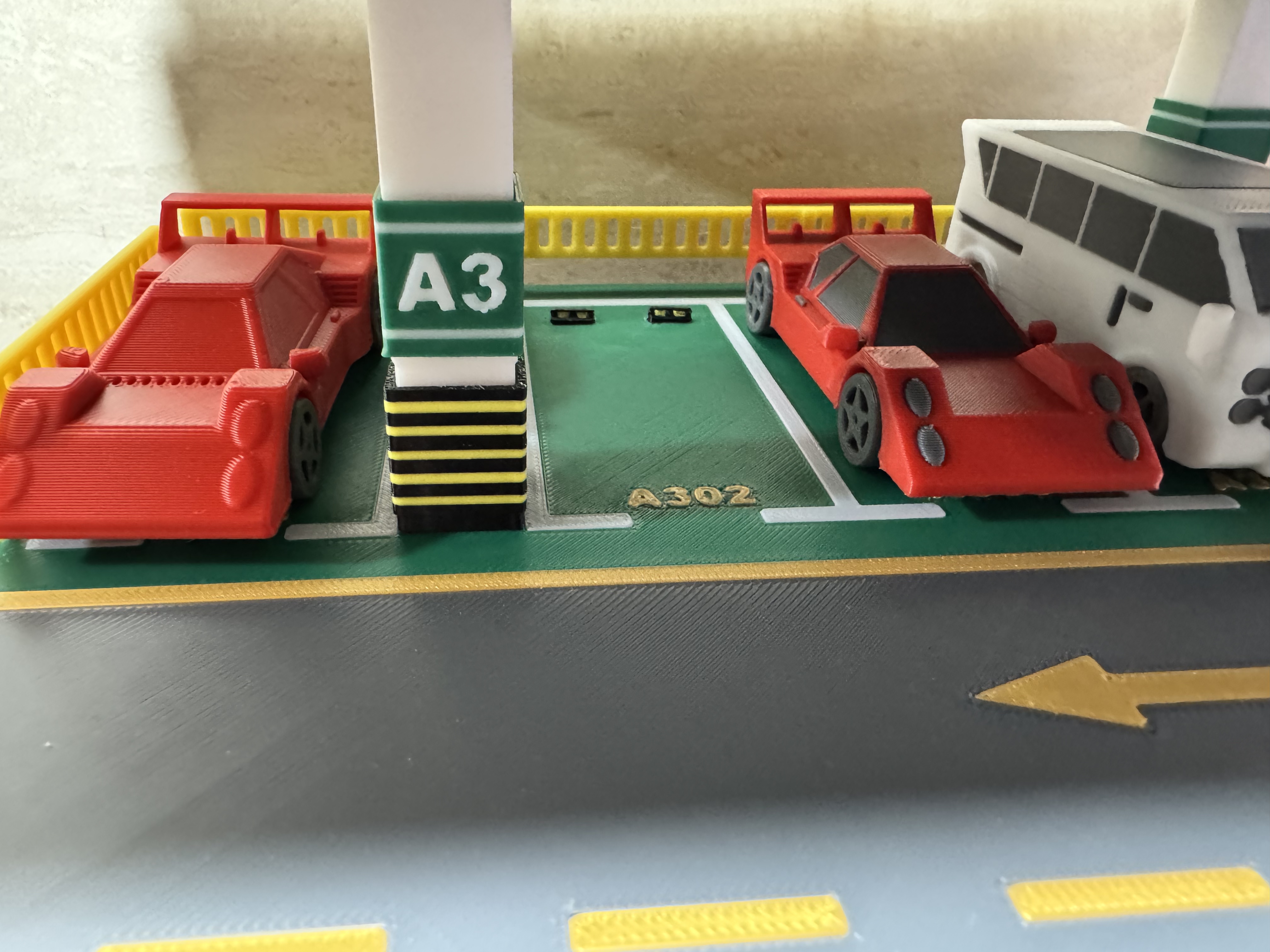 3Dプリント 多層駐車場セット（複数種のミニカー付属 1:64スケール