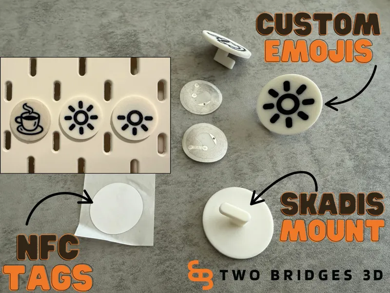 Custom Emojis for NFC tags (Flat or Skadis Mount)