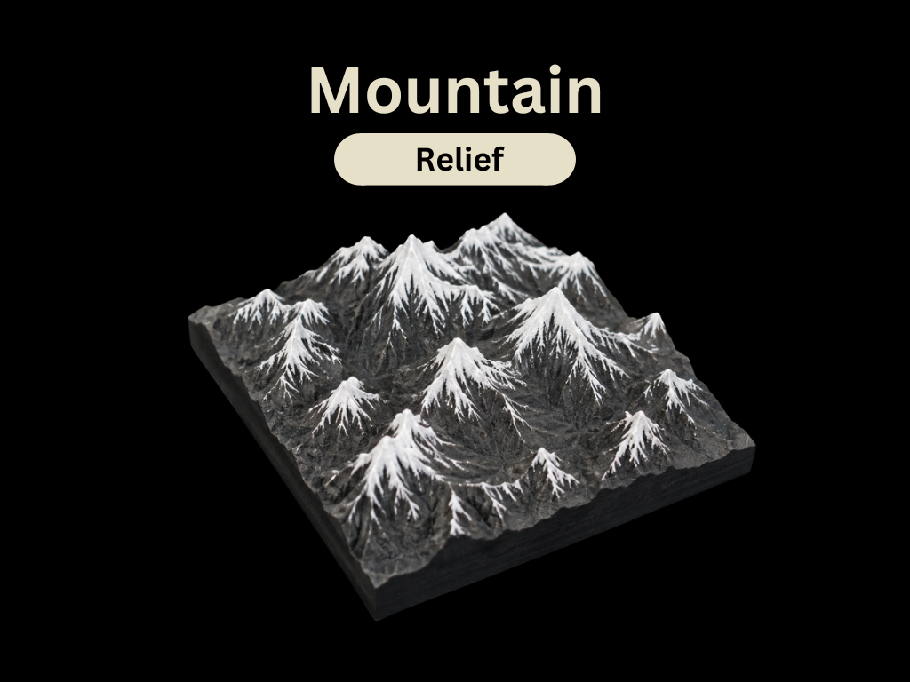 Alpenrelief mit Schneegipfeln