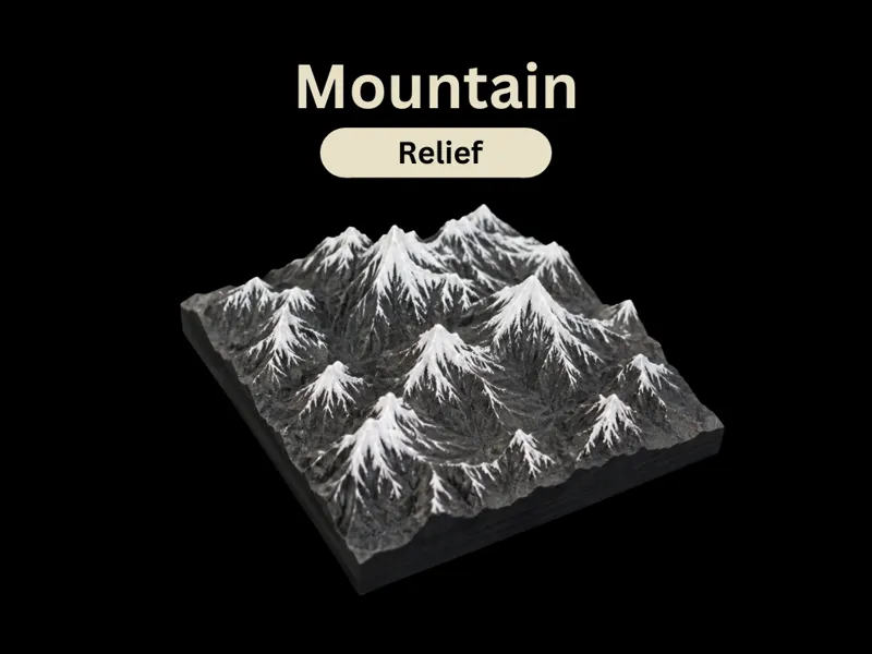Alpenrelief mit Schneegipfeln