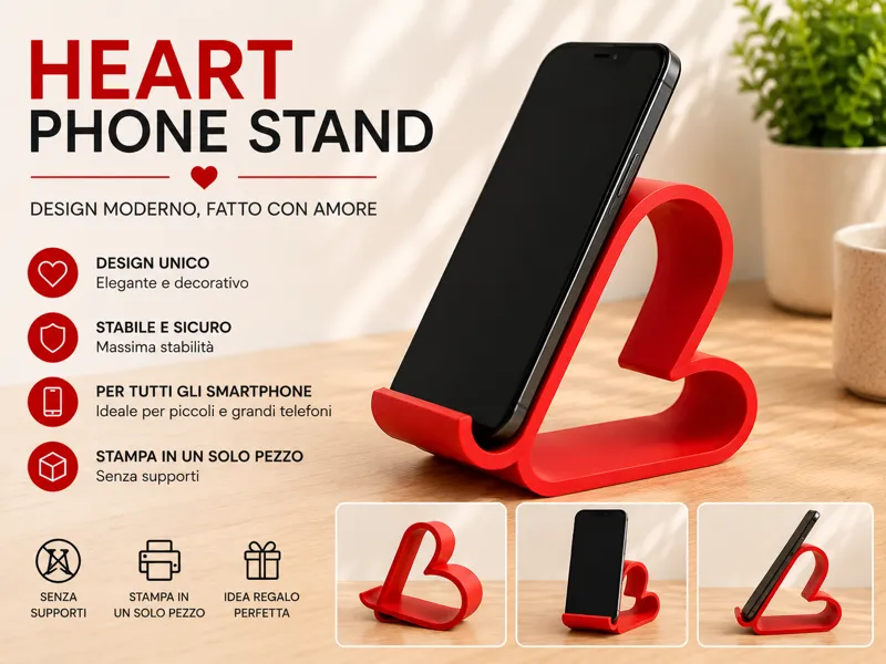 Heart Phone Stand | Support-Free Desk Holder