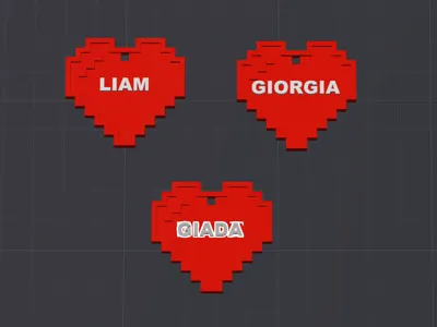 pixel 8-Bit Heart Keychain 4