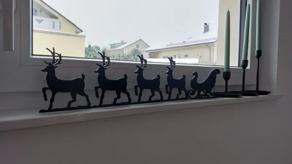 Traîneau du Père Noël avec rennes
