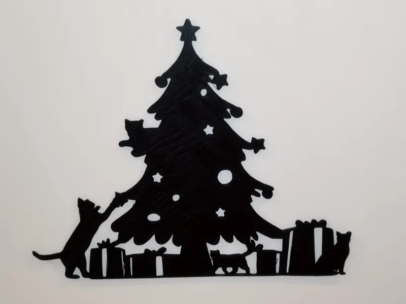 Weihnachtsbaum mit Katzen - Fensterbild Wandkunst
