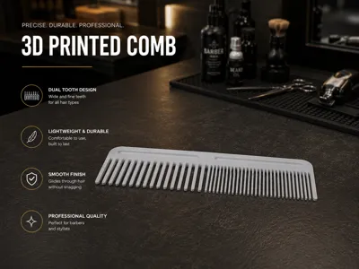 Dual Tooth Barber Comb | Printable Hair Comb