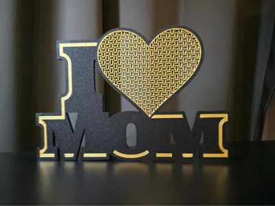 Love Mom Sign with Gyroid Heart. Mother's Day