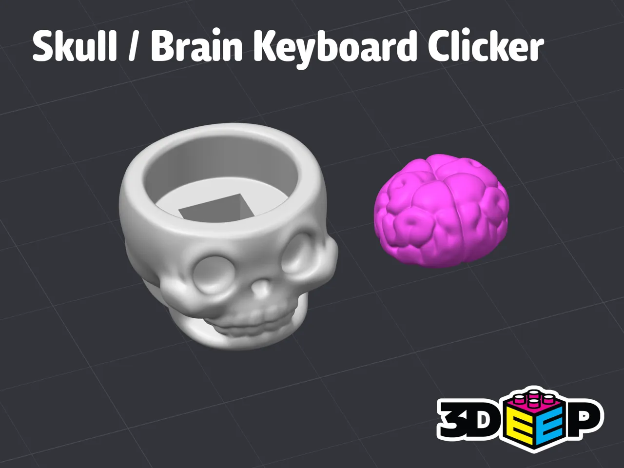 Skull / Brain Keyboard Clicker & Keychain No Suppo view 2