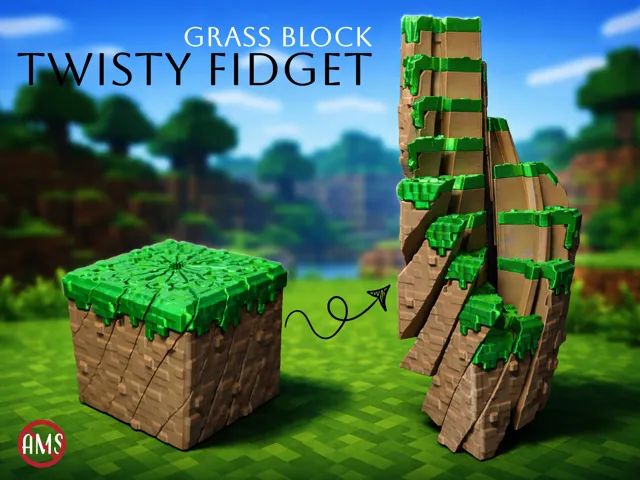Grass Block Twisty Fidget - No AMS
