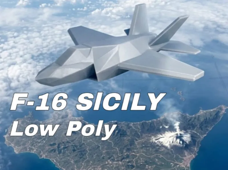 F-16 Sicily | Low Poly -低ポリ戦闘機 3Dプリント #002