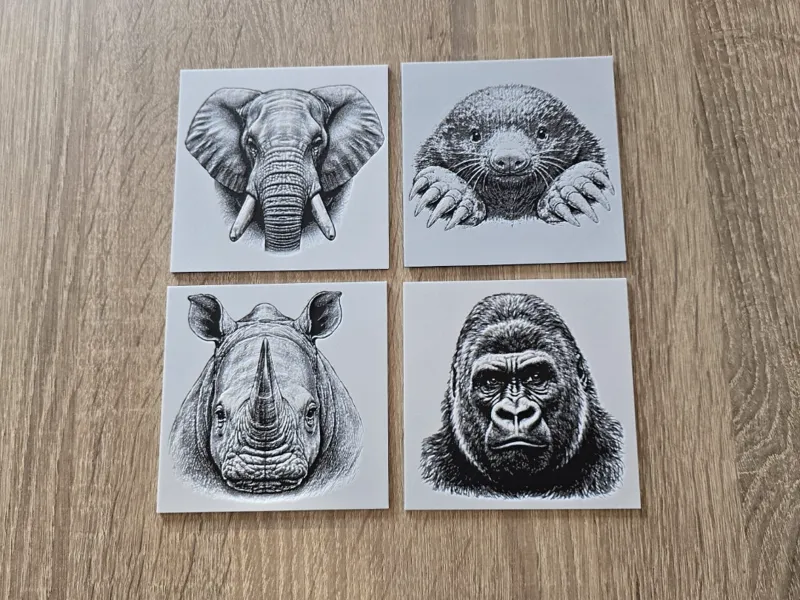 Elefante-Gorila-Topo-Rinoceronte Hueforge 100x100