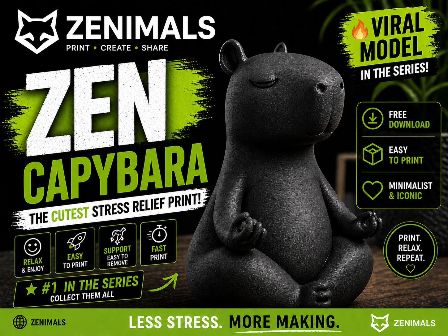 CAPYBARA ZEN – ZENIMALS SERIES #01 Easy to Print 