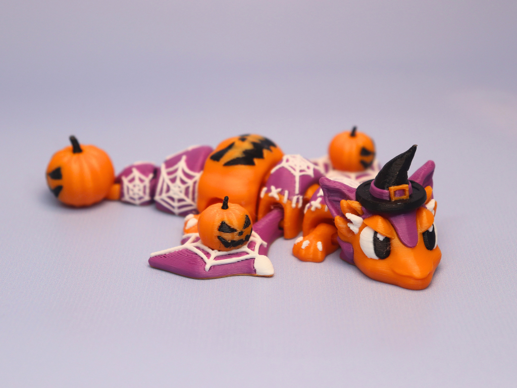 Flexi Halloween Dragon Articulated Toy Zinibow3D - 1