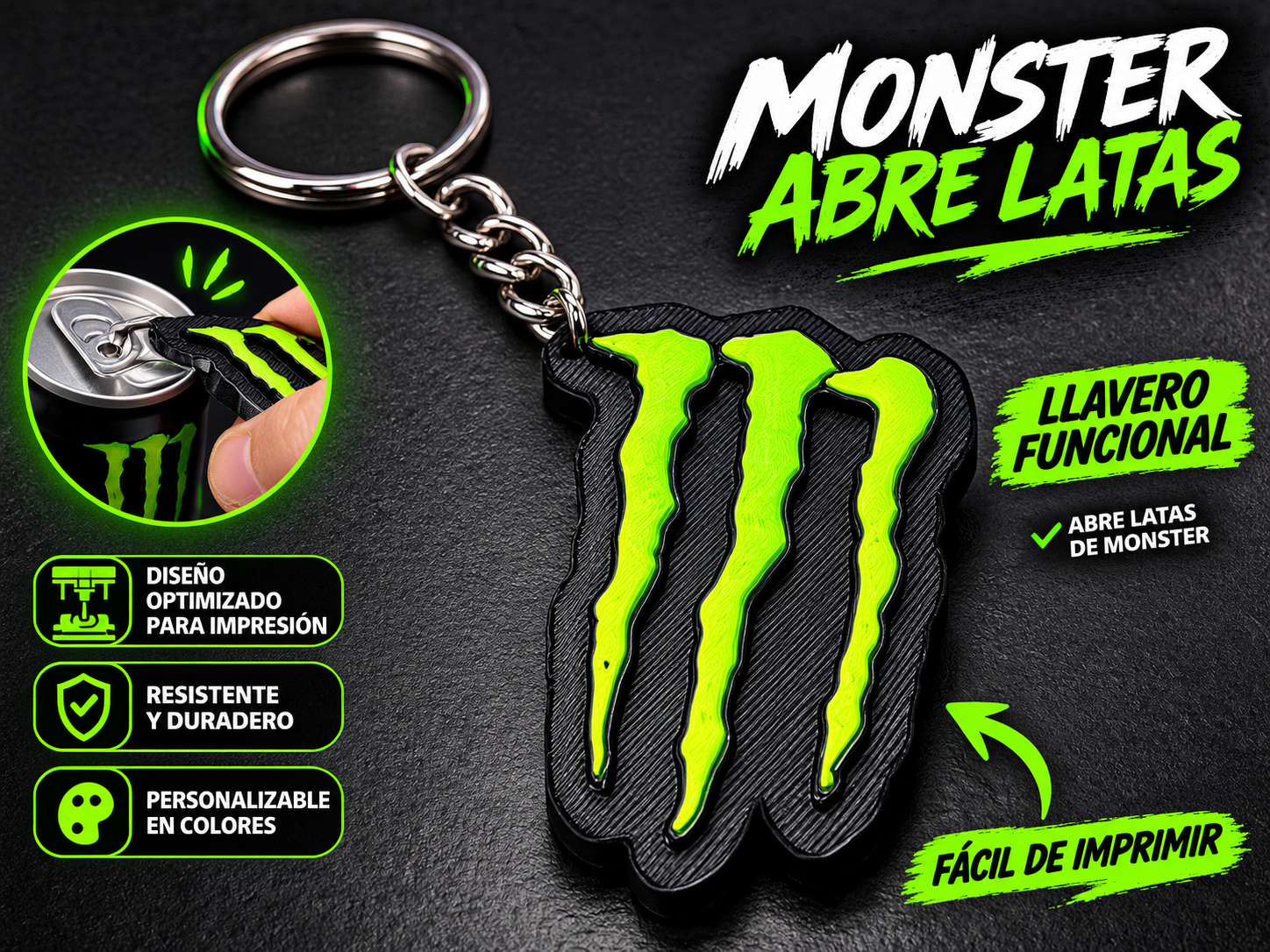 LLAVERO ABRE LATAS MONSTER ENERGY - 1