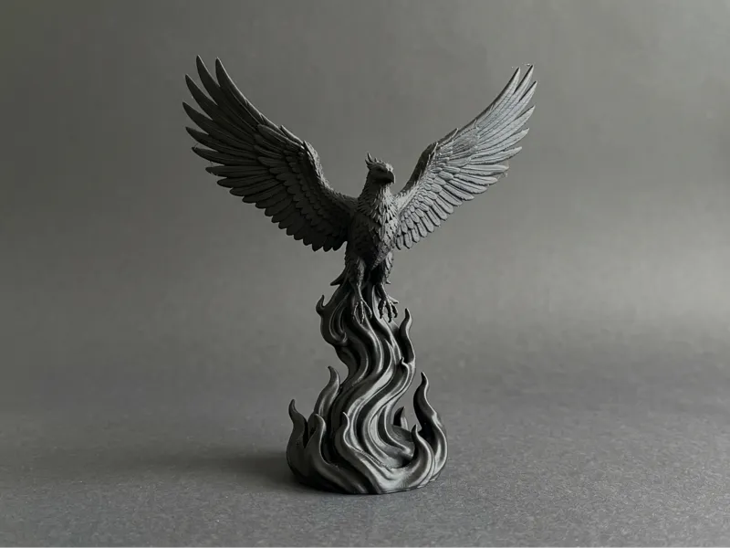 Phoenix - Majestic Bird with Spreading Wings on Fl